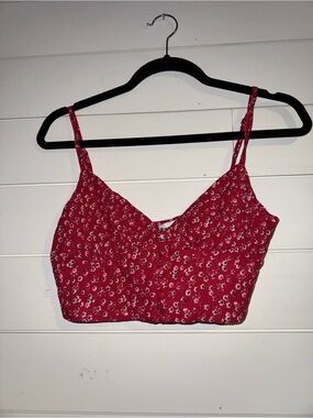 Princess Polly Hot Pink Floral Cropped Cami Top